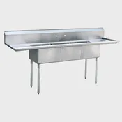 24" x 24" 3 Compartment Sink