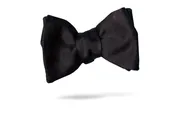 Black Heavy Solid Satin 100% Silk Bow Tie - Verona