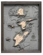 Bass Islands / Put-in-Bay, Ohio 3-D Nautical Wood Chart, Small, 16" x 20"