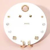 6Pairs - Assorted Stud Hoop Earring Set