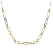 14 Karat Two-Tone Gold 0.32 Carat Diamond Paperclip Link Necklace - 15.5"–17.5"