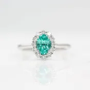 The Ava Ring in White Gold with 1ct Minty Green Chrysoberyl