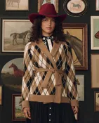 Stetson & THE GREAT. The Argyle Riding Cardigan. -- Camel