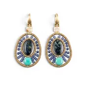 Abalone, Iolite & Chrysophrase Gemstone Beaded Earring by Ziio