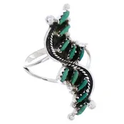 Authentic Silver And Turquoise Needlepoint Ring Size 5-1/4 YX34071