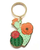 Blooming Cacti Gold Keychain