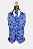 Aqua Blue Paisley Vest &amp; Tie Set – 3 Piece