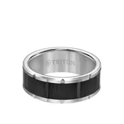 8.5MM Tungsten Carbide Ring – Brick Pattern Center and Bevel Edge