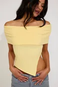 ASYMMETRIC HEM FOLDOVER OFF SHOULDER TOP SALE