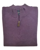 1/4 Zip Mock Sweater in Grape Heather Cotton Blend