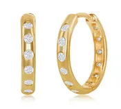 18mm CZ Hoop Earrings - Gold Plated Sterling Silver
