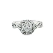 10K White Gold Women's Round Diamond Cluster Ring - 3.30g