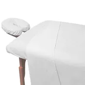 3-Piece Massage & Spa CottonPoly Table Linen Set with Soil Release Finish - White