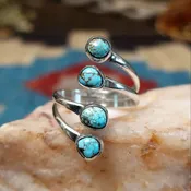 #8 Turquoise Double Strand Ring by Juan Willie GJ-RNG-0388 Size 7