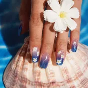 Bright Tropical Gel Nail Strips with Sunset Glow Shine | Summer Dream-2901