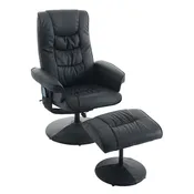 015-Recliner Chair with Ottoman - 360° Swivel Massage Lounge Chair with 5-Point Vibration & Heated Seat, 140° Adjustable PU Leather Recliner for Living Room, Home Theater or Office, Black