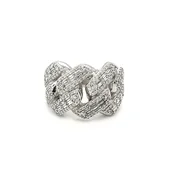 14k White Gold 2.18ctw Diamond Cuban Link Ring