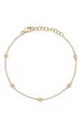 14K Diamond Bezel Station Bracelet