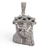 10k White Gold Diamond Jesus Christ Head Iced Out Pendant 1.01ctw I I1 17.7g