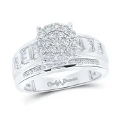 10kt Gold Round Diamond Cluster Ring 1 Cttw
