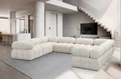 Ames 136" Boucle Fabric Upholstered Modular Sectional - Cream - 8-Pc Configuration