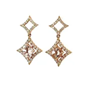 Diamond Shaped Dangle Morganite Earrings — 33 Jewels at El Paseo