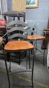 (2) ETHAN ALLEN WOOD METAL BAR STOOLS