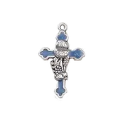 1.14" Silver Tone and Blue Enamel First Holy Communion Cross