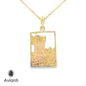 14 Karat Yellow Gold Original Tower Pendant with link chain