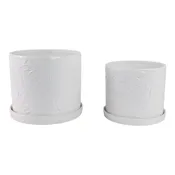 10" / 12" Daisy Flower Planter (Set of 2) - White