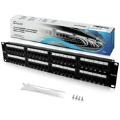 48 Port Cat6a Patch Panel 1U Horizontal Unshielded Rack Mount