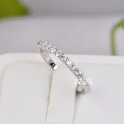 0.22ct Half Eternity Bridal Band Diamond Simulated 925 Sterling Silver Anniversary Rings SKU:00251