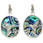 Abalone Inlay Silver-Plated Native Hummingbird Earrings