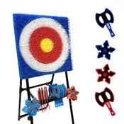 PlayMattix Axe Target Board- Axe Throwing Bristle Target with 8 Throwing Axes and 8 Stars Set- Perfect for Adults or Children
