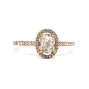 0.61 CT Euro Cushion Diamond Ring set in Rose Gold