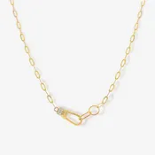 0.10CT Charm Holder Front Clasp Paperclip Necklace