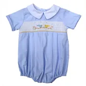 12000-Hand Smocked Birds Baby Boy Bubble Romper