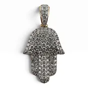 0.25ctw Round Brilliant Cut Natural Diamond Hamsa Pendant in 14k Two-Tone Gold