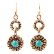 Agave Blue Turquoise Golden Drop Earrings