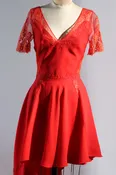 Foddis Crepe Lace Short Dress — Red