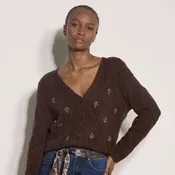 APRICOT Embroidery Pointelle Knit Cardigan