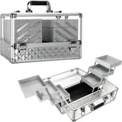 VER Beauty Aluminum & Acrylic Makeup Train Case – 6-Tier Accordion Trays & Locking Organizer