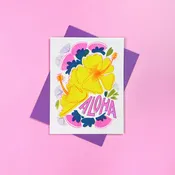 Aloha Hawaii Risograph Greeting Card