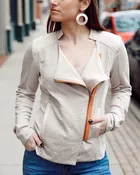 Color Zipper Drap Jacket