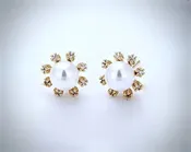 Anais - Pearl Bridal Stud Earrings - Silver & Gold