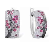 925 Sterling Silver Sparkling Red Stones Cubic Zirconia Earrings