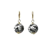 Black Round Talavera Earrings