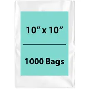 10X10 inches Clear Flat Poly Bags 1.5Mil Open Top (LDPE)