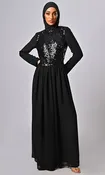 Arabian Modest Sequined Top Georgette Abaya