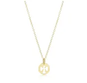 14” Necklace Gold Guardian Angel Small Gold Disc